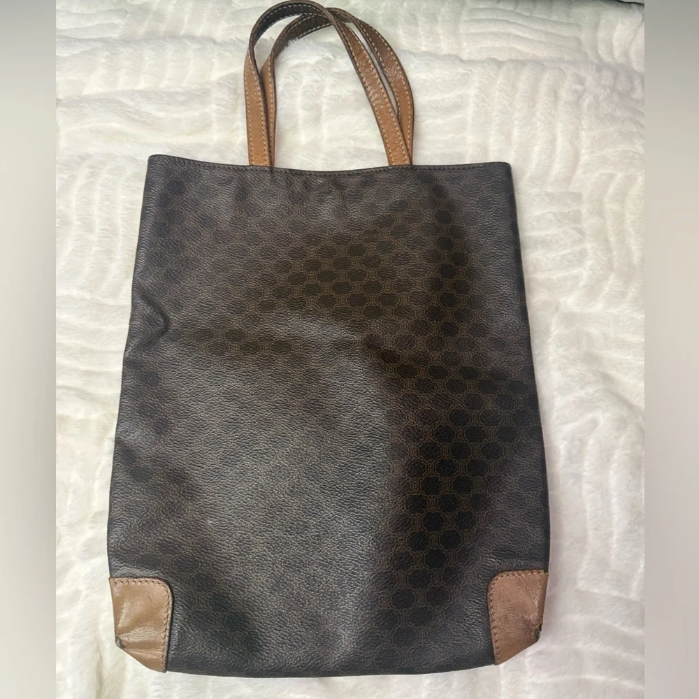 Celine Macadam Coated Canvas Tote Bag w/ Leather Trim – Vintage - Picture 3 of 9